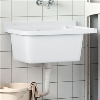 Lavatório de parede vidaXL | 60x40x28 cm | Resina branco - 1