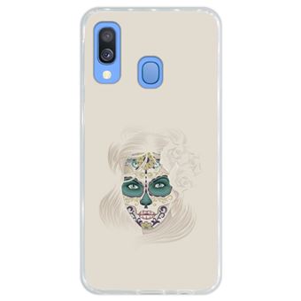 Capa Hapdey Para Samsung Galaxy A40 2019 Design Dia dos Mortos Senhora Caveira de Açúcar Capa de Silicone Flexível Em TPU - Transparente