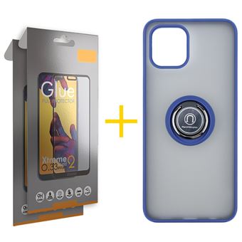 Pack 2 x Película de Vidro Temperado Full + Capa skyhe  Apple iPhone 15 Pro Max Gel Bumper Ring - Azul - 1