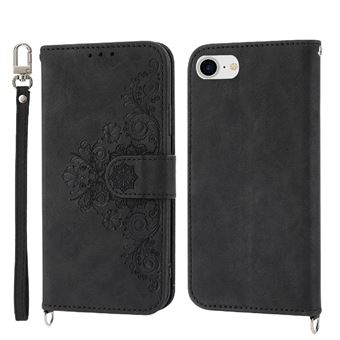 Capa ZURSANA para iPhone 7/8 | Pele com Fecho de Encaixe para Colar + Cordão em Pele | Preto - 1