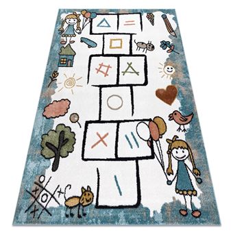 Tapete RugsX FUN Hop para crianças| amarelinha| Animais Azul |  160x220 cm - 1