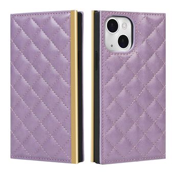 Capa PU + TPU Textura de grade com Suporte Roxo para iPhone 13 mini 5.4'' - 1