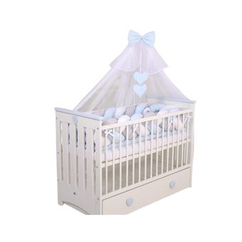 Conjunto roupa de cama para berço PRIMEIRO NINHO DAMORE | kit 5 elementos trança | 360cm | Azul - 1