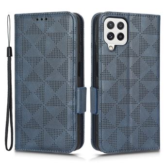 Capa PU padrão de triângulo com apoio Magunivers para Samsung Galaxy A12/M12 - azul - 1