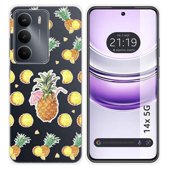 Capa de Silicone Transparente Tumundosmartphone para Realme 14x 5G | Design de abacaxi - 1