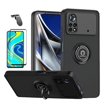 Kit Capa Anti-Impacto Clear com Anel + Vidro Temperado Gorilaglass + Suporte Magnético L GIFT4ME para Xiaomi Poco X4 Pro 5G | Transparente/Preto - 1
