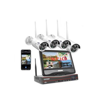 Kit VideovigiIância CCTV Hiseeu | WiFi | Ecrã 10'' | 8 Canais | 4 Câmaras | 1080p - 1