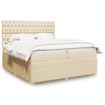 Cama com molas/colchão vidaXL | 200x200 cm | tecido cor creme - 1