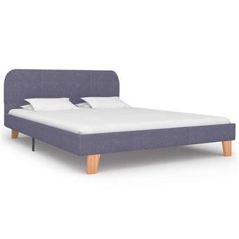 Estrutura para cama sem colchão vidaXL | 135x190 cm | tecido cinzento-claro - 1
