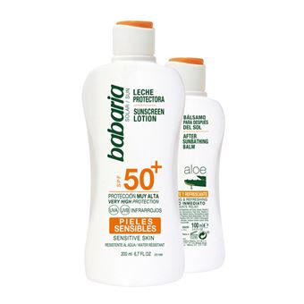 Loção Protetora Babaria Pele Sensivel Spf50 200ml + After Sun Bálsamo Aloe 100ml - 1