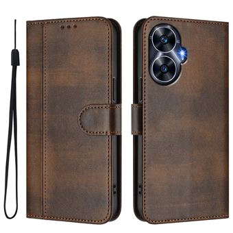 Capa FOXDOCK para Realme C55 4G | Estilo Vintage | TPU com Textura de Pele Antiderrapante | Compartimentos para Cartões e Suporte | Castanho - 1