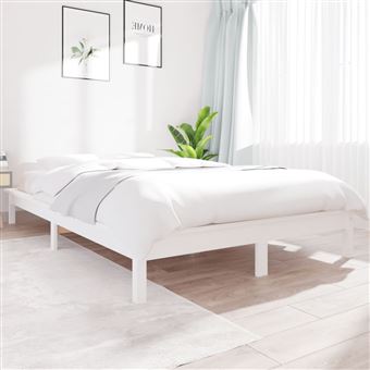 Estrutura de Cama vidaXL | 140x190 cm | Pinho Maciço Branco - 1
