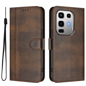 Capa FOXDOCK para Infinix Note 50 Pro 4G | Estilo Vintage | TPU com Textura de Pele Antiderrapante | Compartimentos para Cartões e Suporte | Castanho - 1
