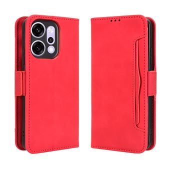 Capa FOXDOCK Protetora para OPPO Reno14 Pro 5G | Suporte e Flip de couro PU | À Prova de Choque | Vermelho - 1