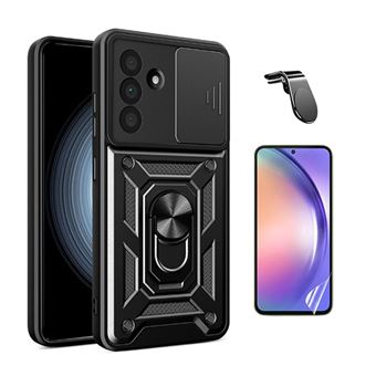 Kit Película Protectora de Hydrogel Frente + Capa de Proteção Militar Magnética Janela + Suporte de Carro Magnético L GIFT4ME para Samsung Galaxy A36 5G | Preto - 1