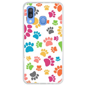 Capa Hapdey para Samsung Galaxy A40 2019 Design Patas de Cão Coloridas em Silicone Flexível e TPU