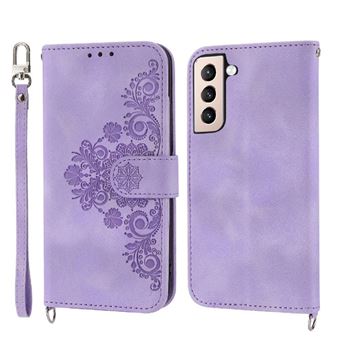 Capa ZURSANA para Samsung Galaxy S22 | Pele com Fecho de Encaixe para Colar + Cordão em Pele | Roxo - 1