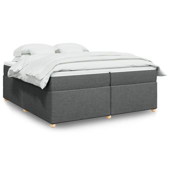 Cama com molas/colchão vidaXL | 200x200 cm | tecido cinzento-escuro - 1