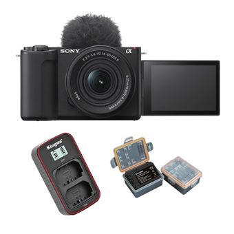 Câmara Sony ZV-E10 II + lente 16-50mm f/3.5-5.6 OSS II preto + bateria Kingma 2000 mAh + carregador de bateria Kingma - 1