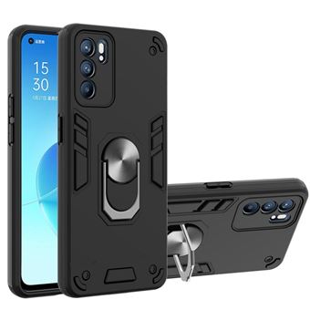 Capa e TPU híbrido, à Prova de Choque com Suporte de anel Preto para Oppo Reno6 5G - 1