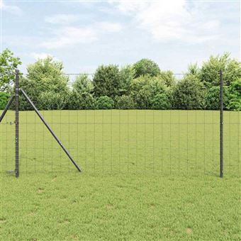 Cerca com Postes vidaXL | Cinzento | 1 x 10 m | Aço - 1