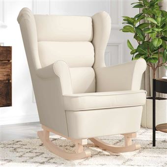 Cadeira de baloiço vidaXL | 74x90x102 cm | tecido cor creme - 1