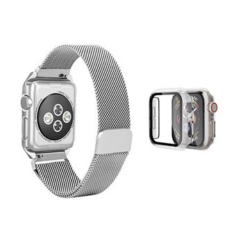Kit Bracelete Milanese Loop Fecho Magnético + Capa Anti-Impacto Phonecare para Apple Watch Series 11 - 46mm | Cinza / Transparente - 1