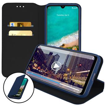 Capa Livro Avizar para Xiaomi Mi A3 | Função de Suporte - Azul Escuro - 1