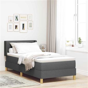 Cama Box com Colchão vidaXL | Cinza Escuro | 200 x 90 cm | Poliéster - 1