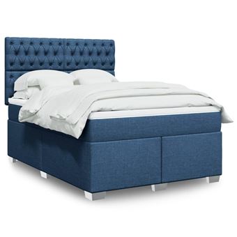Cama com molas/colchão vidaXL | 160x200 cm | tecido azul - 1