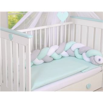 Conjunto roupa de cama para berço PRIMEIRO NINHO DAMORE | kit 5 elementos trança | 180cm | Verde - 1