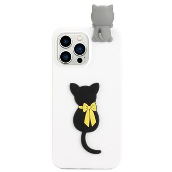 Capa de Silicone design de desenho animado 3D Magunivers para iPhone 14 Pro Max - gato preto - 1