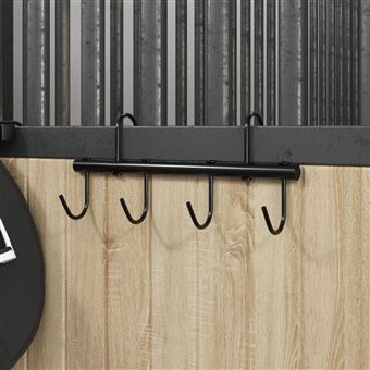 Suporte de brida com 6 ganchos giratórios vidaXL | Aço preto - 1