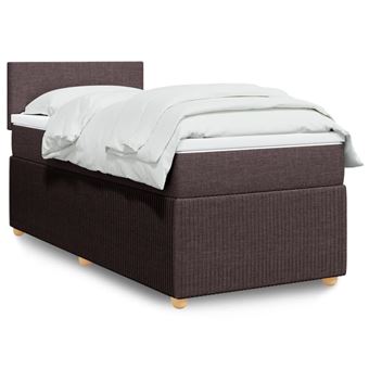 Cama com molas/colchão vidaXL | 80x200 cm | tecido castanho-escuro - 1