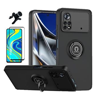 Kit Capa Anti-Impacto Clear com Anel + Vidro Temperado Gorilaglass + Suporte Magnético GIFT4ME para Xiaomi Poco X4 Pro 5G | Transparente/Preto - 1