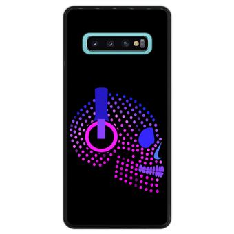 Capa Hapdey para Samsung Galaxy S10 Plus Design Caveira Neon com Headphones em Silicone Flexível e TPU Preto - 1