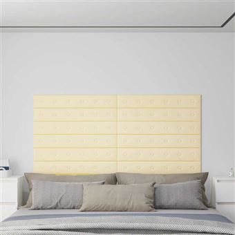 Painel de parede vidaXL | 12 Peças | 90x15 cm | couro artificial 1,62 m² | creme - 1