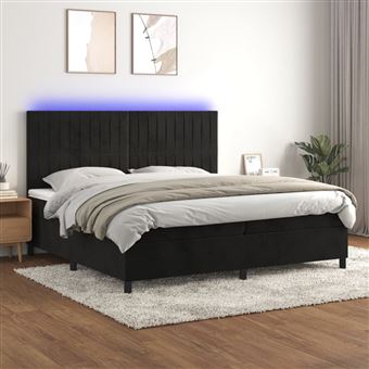 Cama box spring com colchão e LED vidaXL | 200x200 cm | veludo preto - 1