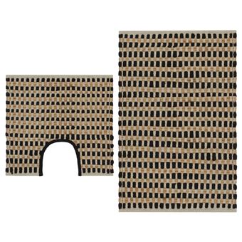 Conjunto de Tapetes para WC vidaXL artesanais juta natural e preto - 1