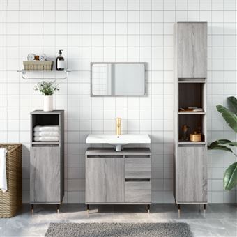 Armário WC vidaXL | 30x30x190 cm | derivados de madeira cinzento sonoma - 1