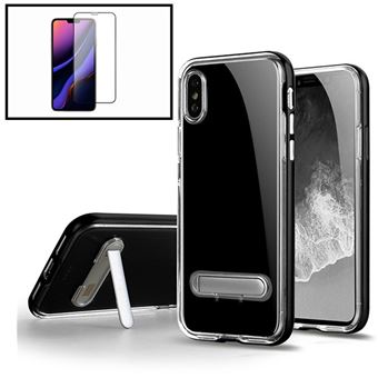 Kit Phonecare | Capa Spigen Crystal Hybrid + Película de Vidro Temperado Full Cover para iPhone X / Xs - Preto