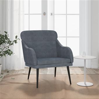 Cadeira com apoio de braços vidaXL | 63x76x80 cm | veludo cinzento-escuro - 1