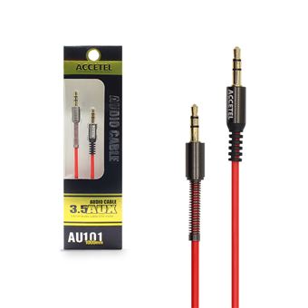 Cabo de Áudio Accetel AU101 | Adpatador Jack 3.5mm para Jack 3.5mm - Preto, Vermelho - 1