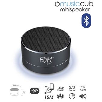Mini Coluna Bluetooth Portátil 3W 85DB com Iluminação (Preto) - EDM