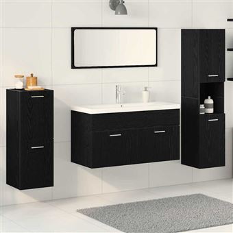 Conjunto de Móveis para WC vidaXL com porta | 5 Peças | Carvalho Preto - 1