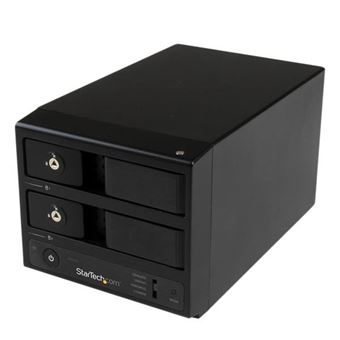 Caixa de Disco Rígido StarTech.com Caixa de disco rígido SATA III de 3,5 pol. sem bandeja de duas baías USB 3.0 / eSATA com UASP - Caixa HDD com hot-swap de 6 Gbps SATA de 2 baías | Preto - 1