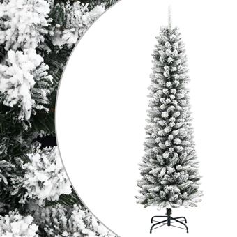 Árvore de Natal artificial fina com neve vidaXL | PVC e PE 210 cm - 1