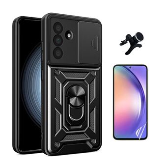 Kit Película Protectora de Hydrogel Frente + Capa de Proteção Militar Magnética Janela + Suporte Magnético com Pernas GIFT4ME para Samsung Galaxy A36 5G | Preto - 1