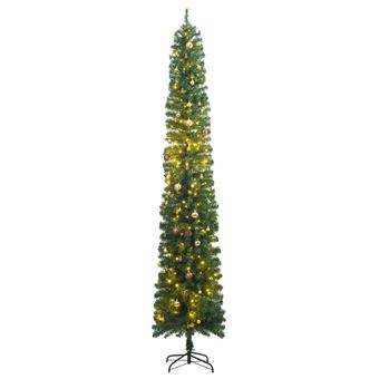 Árvore de Natal fina vidaXL com 300 luzes LED e conjunto de bolas 300 cm - 1