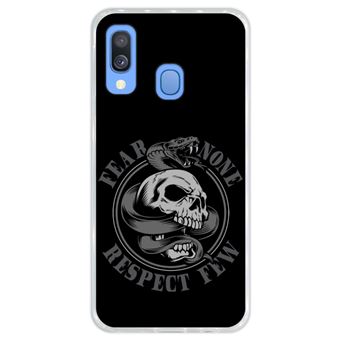 Capa Hapdey para Samsung Galaxy A40 2019 Design Cobra e Caveira Fear None, Respect Few em Silicone Flexível e TPU